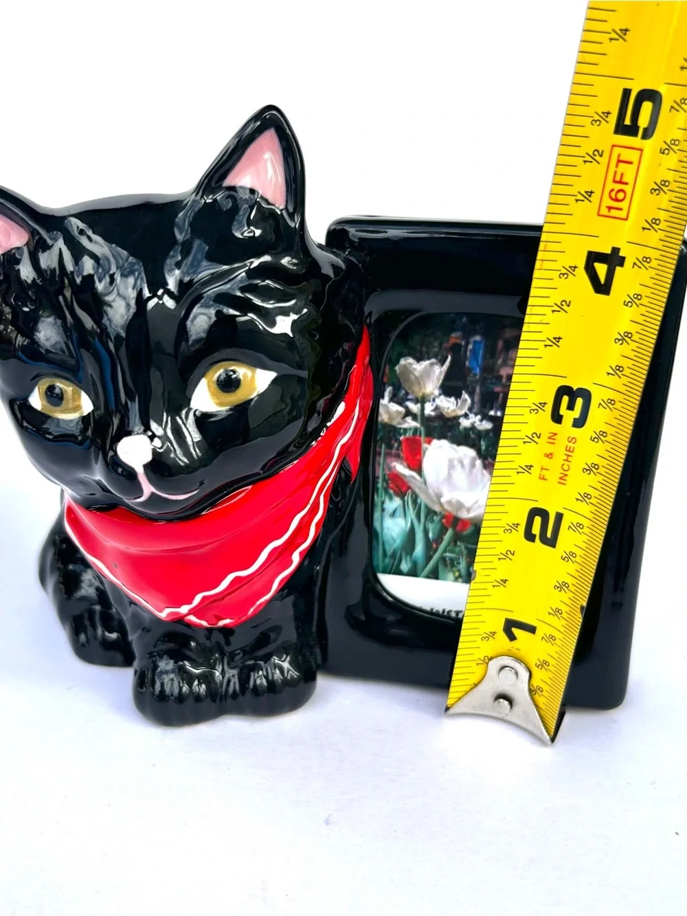 Black Cat Picture Frame with Red Scarf Urban Outfitters NWT